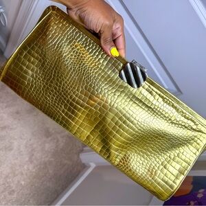 Vintage Lodis Women’s Long Gold Evening Special Event Clutch Purse with Handle